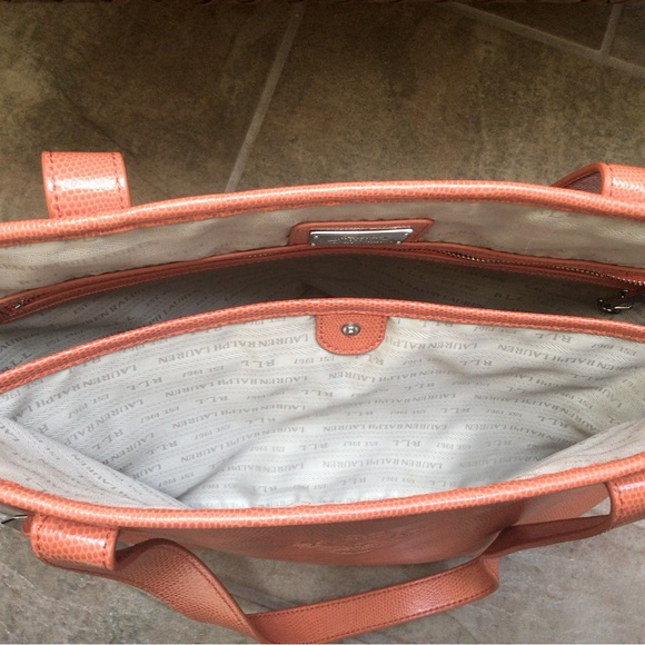 Ralph Lauren large orange handbag. EUC. - Picture 7 of 9